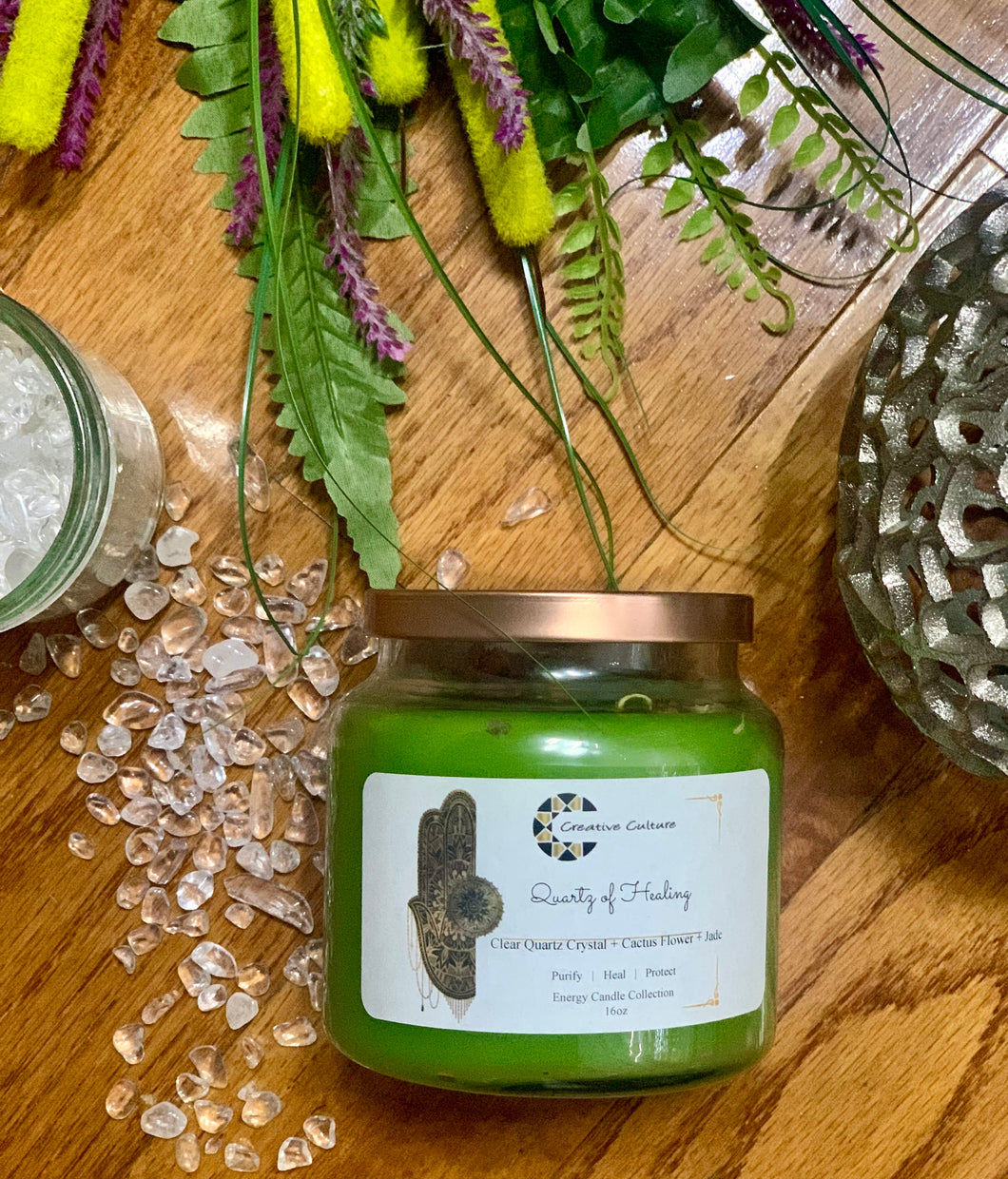 Quartz of Healing - Cactus Flower & Jade Energy Candle
